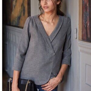 Sezane Alyssa Gray Top Blouse